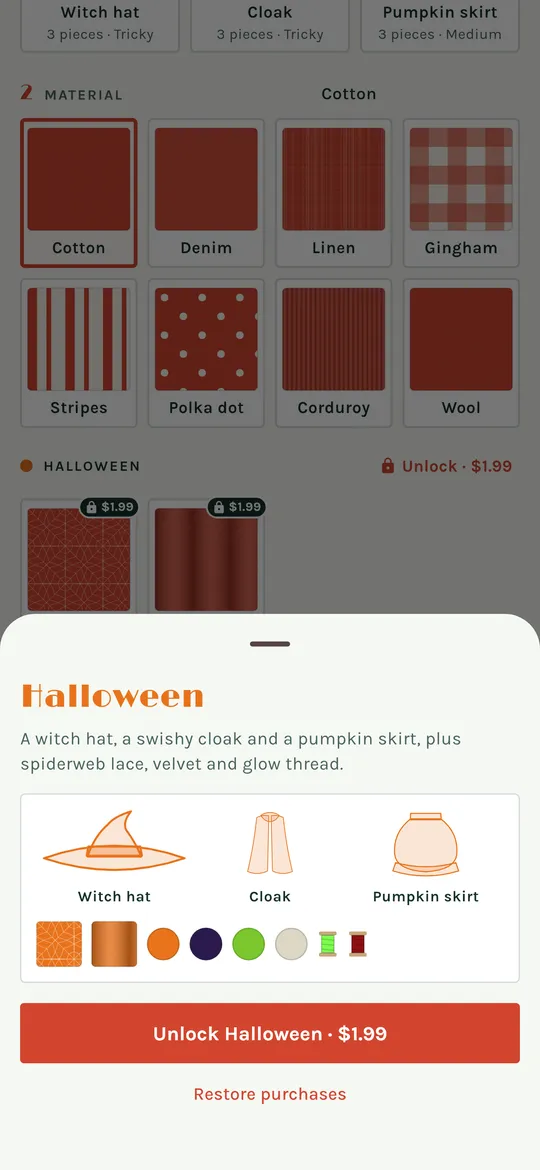 Halloween theme purchase sheet with witch hat