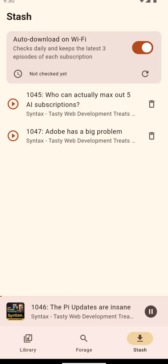 Stash of downloads with the Wi-Fi auto-download switch